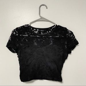Small Forever 21 Black Lacey Crop Top